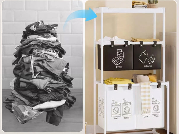 Cesto Portabiancheria Organizer Per Lavanderia Vestiti Decorazione Bagno Con Ruote