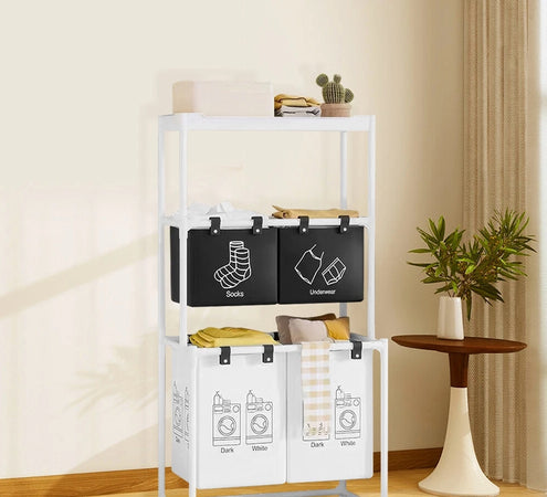 Cesto Portabiancheria Organizer Per Lavanderia Vestiti Decorazione Bagno Con Ruote