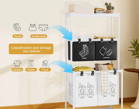 Cesto Portabiancheria Organizer Per Lavanderia Vestiti Decorazione Bagno Con Ruote