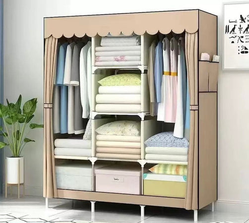 Armadio Guardaroba Appendiabiti In Tessuto Acciaio Smontabile Abiti 3 Ante Per Camera