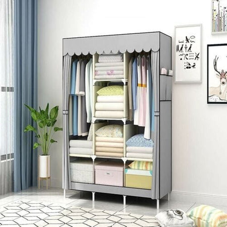 Armadio Guardaroba Appendiabiti In Tessuto Acciaio Smontabile Abiti 3 Ante Per Camera