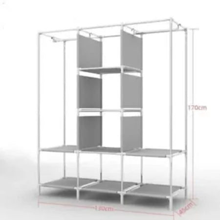 Armadio Guardaroba Appendiabiti In Tessuto Acciaio Smontabile Abiti 3 Ante Per Camera