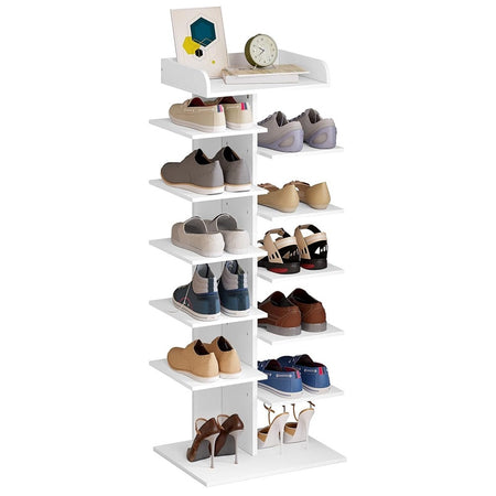 Scarpiera Con 12 Ripiani Salvaspazio Con Mensola Portaoggetti Mobiletto Ingresso In Legno