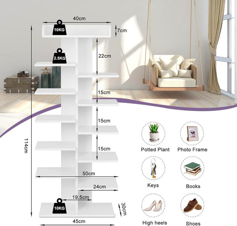 Scarpiera Con 12 Ripiani Salvaspazio Con Mensola Portaoggetti Mobiletto Ingresso In Legno