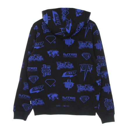 IUTER Felpa Cappuccio Uomo Horns Allover Hoodie Black da uomo