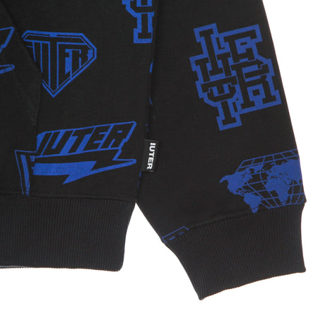 IUTER Felpa Cappuccio Uomo Horns Allover Hoodie Black da uomo