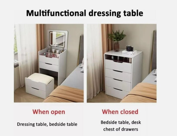 Mobile Toeletta Postazione Trucco Con Specchio Luci Sgabello Nascosto Con Cassetti
