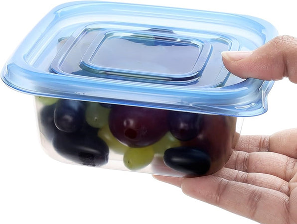 Set 21pz Contenitori Con Coperchi Per Alimenti In Plastica Trasparenti Impilabili Microonde