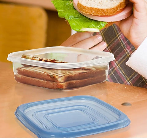 Set 21pz Contenitori Con Coperchi Per Alimenti In Plastica Trasparenti Impilabili Microonde