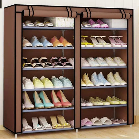 Scarpiera In Tessuto Acciaio Portascarpe Autoportante Ripiani Impermeabili Armadietto