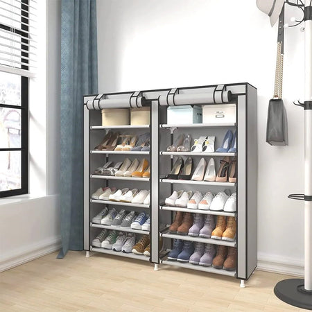 Scarpiera In Tessuto Acciaio Portascarpe Autoportante Ripiani Impermeabili Armadietto