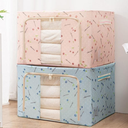 Borsa Portaoggetti Multifunzionale Pieghevole Tessuto Con Finestra Manici 66lt 50x40x33cm