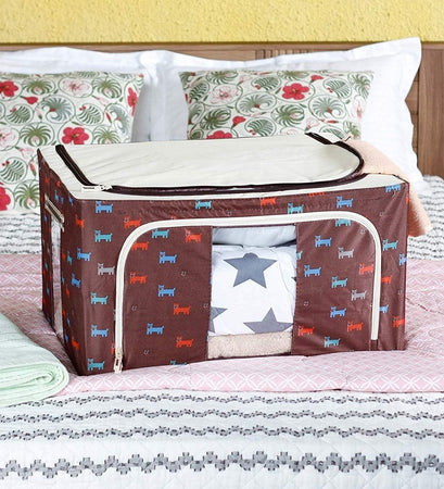 Borsa Portaoggetti Multifunzionale Pieghevole Tessuto Con Finestra Manici 100lt 60x42x40cm