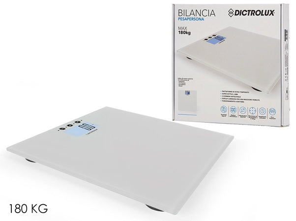 Bilancia Digitale Pesapersone Portata Max 180kg In Vetro Temperato Display Lcd Luminoso