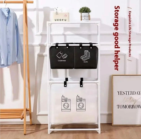 Cesto Portabiancheria Organizer Per Lavanderia Vestiti Decorazione Bagno Con Ruote