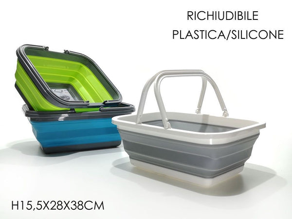 Cestino Multiuso Pieghevole Salvaspazio Con Manici Richiudibile In Plastica Silicone