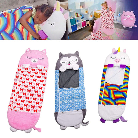 Sacco A Pelo Per Bambini Con Cuscino Morbido Confortevole Pieghevole 2in1 Campeggio Casa