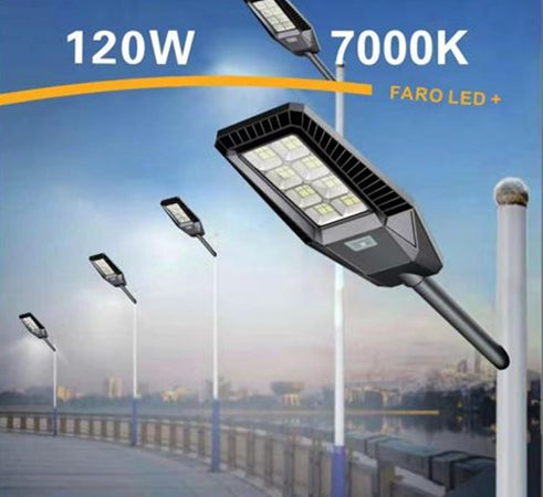 Lampione Stradale Faro A Led Solare Per Esterno 120 W Luce 7000k Sl-606-200-7000k
