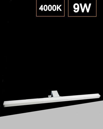 LAMPADA LED PER SPECCHIO BAGNO DOPPIA ISTALLAZIONE 9W LUCE 4000K IP44 ARGENTO 600PC-1-AN