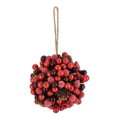 Decorazione "Elinor" con bacche rosse e pigne dietro porta da 12,5 cm