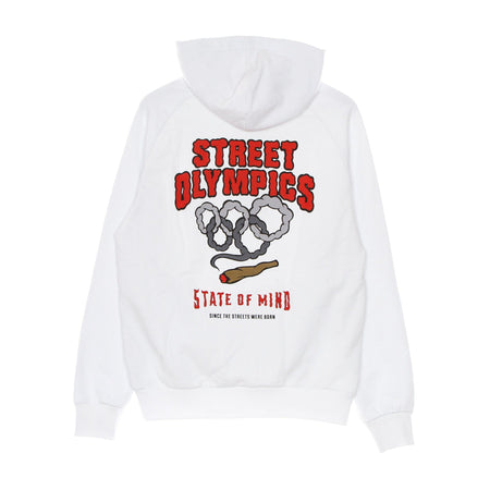 5TATE OF MIND Felpa Cappuccio Uomo Street Olympics Hoodie White da uomo
