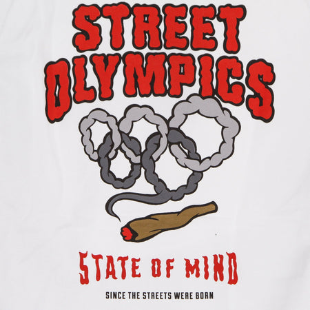 5TATE OF MIND Felpa Cappuccio Uomo Street Olympics Hoodie White da uomo