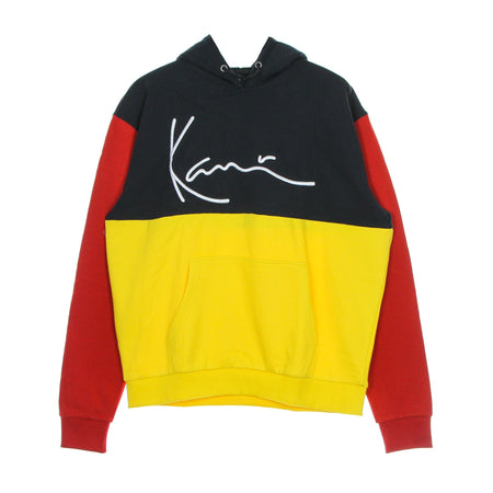 KARL KANI Felpa Cappuccio Uomo Signature Block Teddy Hoodie Yellow/navy/red da uomo