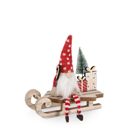 Slitta Babbo Natale "Even" con slitta in legno MDF per villaggi natalizi