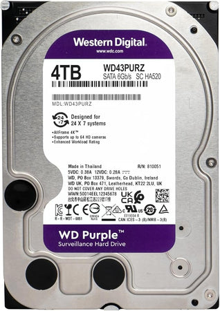 Western Digital Hard Disk interno 4TB per Videosorveglianza da 3.5 WD43PURZ