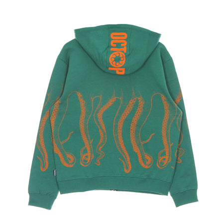 OCTOPUS Felpa Leggera Cappuccio Zip Uomo Outline Zip Hoodie Field Green da uomo