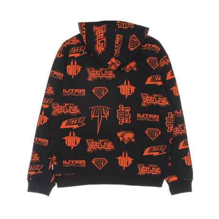 IUTER Felpa Leggera Cappuccio Uomo Horns Allover Hoodie Black da uomo