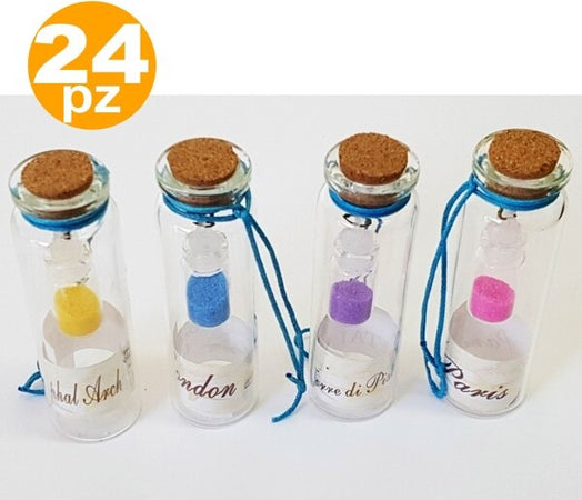24-Bomboniere-Ampolla-Polvere-Colorata-Sughero-Sonaglio-Portaconfetti-Matrimoni