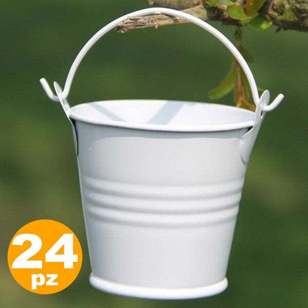 24-X-Secchielli-Bianchi-In-Latta-Verniciata-Portaconfetti-Bomboniera-Bomboniere