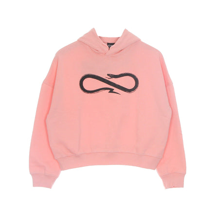 PROPAGANDA Felpa Leggera Cappuccio Corta Donna Logo Crop Top Hoodie Pink/black da donna