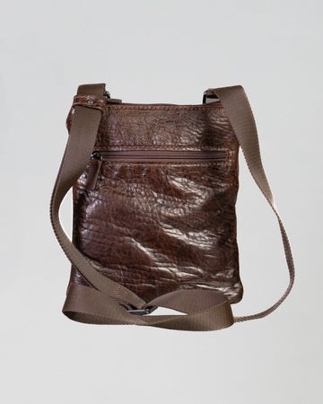 Thiago Bis - Borsello da Uomo in Vera Pelle Testa di Moro Martellata