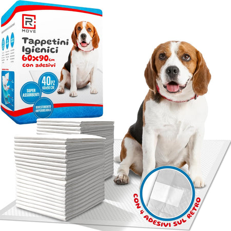 RMOVE - 1CNF/40PZ - Tappetini Igienici Animali Con Adesivi 60X90cm