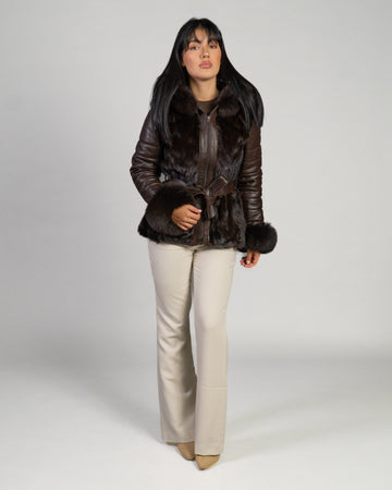 Daniela - Giacca Donna Testa di Moro in vera pelle e pelliccia