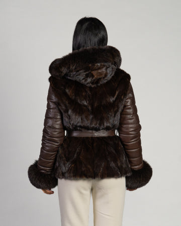 Daniela - Giacca Donna Testa di Moro in vera pelle e pelliccia