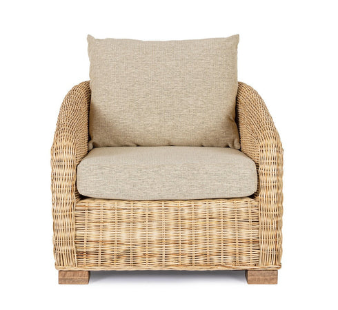 Poltrona "Cadice" struttura in rattan con cuscini per interno