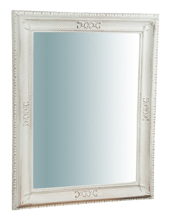 Biscottini Specchiera da parete verticale/orizzontale in legno finitura bianco anticato L67xPR4,5xH87 cm Made in Italy