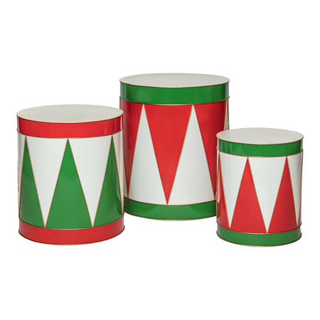 Tamburo decorativo da circo in metallo decorazione natalizia set da 3