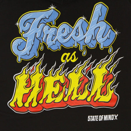 5TATE OF MIND Felpa Leggera Cappuccio Uomo Fresh As Hell Hoodie Black da uomo