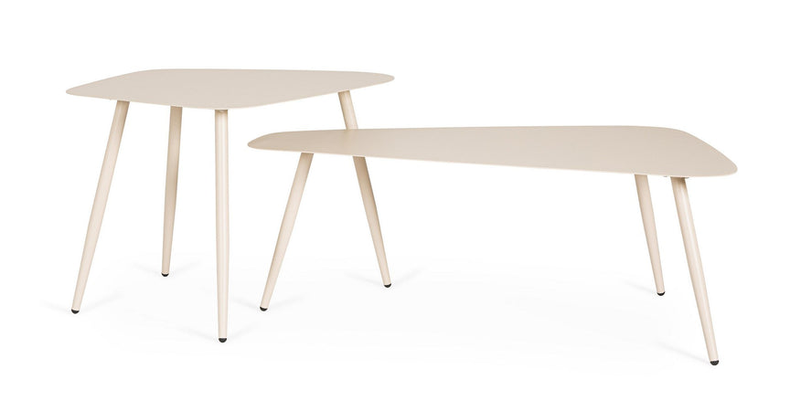 Tavolino "Yvonne" struttura in acciaio per esterno set da 2