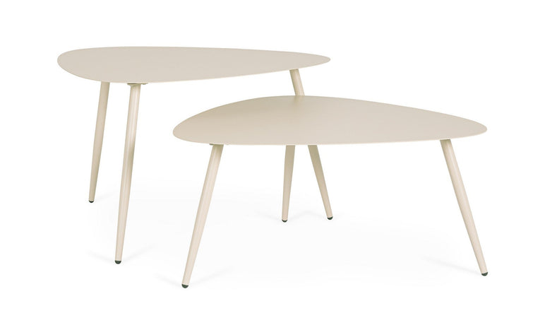 Tavolino "Yvonne" struttura in acciaio per esterno set da 2