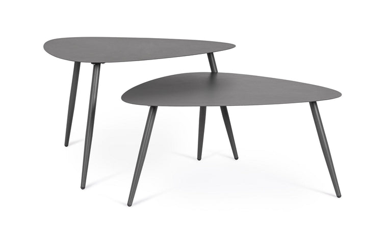 Tavolino "Yvonne" struttura in acciaio per esterno set da 2