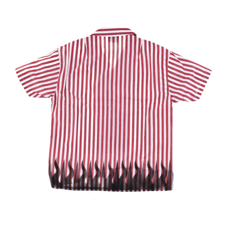 IHS Camicia Manica Corta Uomo Striped Bowling Shirt White/red da uomo