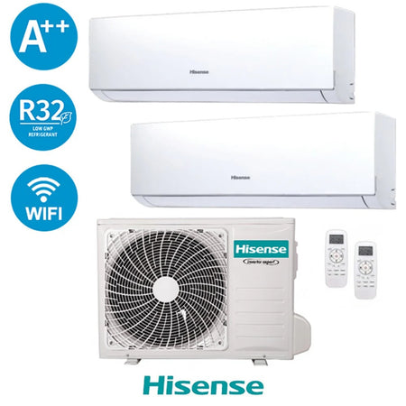 Climatizzatore Hisense Dual Inverter 9+9 4,2kW Serie New Comfort 9000+9000 Btu 2AMW42U4RGC Gas R32 A++ Wi Fi Integrato