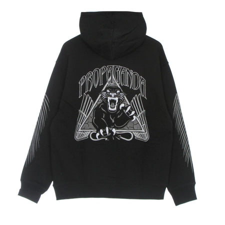 PROPAGANDA Felpa Leggera Cappuccio Uomo Panther Emroidery Hoodie Black da uomo