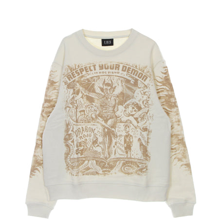 IHS Felpa Leggera Girocollo Uomo Respect Your Demon Sweatshirt Natural da uomo