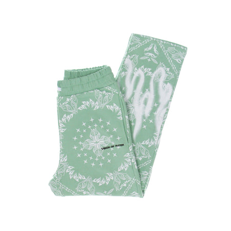 VISION OF SUPER Pantalone Tuta Leggero Uomo Bandana Print Pants Green da uomo